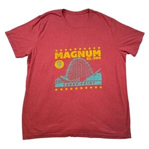 Cedar Point Magnum‎ XL-200 Roller Coaster Graphic Tee Heather Red Mens XL